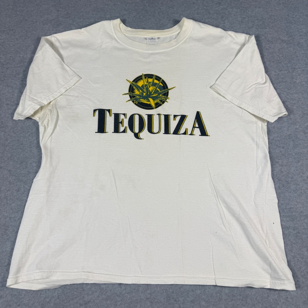 Anvil Tequiza Beer T-Shirt White Vintage 90s Promo Graphic Tee Size 2XL